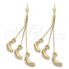 Arete Largo 5.093.007 Oro Laminado, Diseño de Plantano, Pulido, Tono Dorado