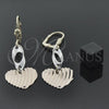 Arete Largo 5.096.013 Oro Laminado, Diseño de Corazón, Diamantado, Tres Tonos