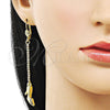 Arete Largo 5.099.001 Oro Laminado, Diseño de Zapato, con Blanca Cristal, Pulido, Tono Dorado