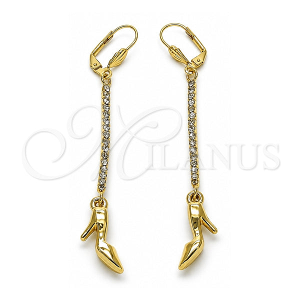 Arete Largo 5.099.001 Oro Laminado, Diseño de Zapato, con Blanca Cristal, Pulido, Tono Dorado