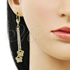 Arete Largo 5.099.009 Oro Laminado, Diseño de Mariposa, con Blanca Cristal, Pulido, Tono Dorado