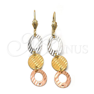 Arete Largo 5.103.009 Oro Laminado, Diamantado, Tres Tonos