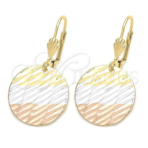 Arete Colgante 5.103.013 Oro Laminado, Diamantado, Tres Tonos