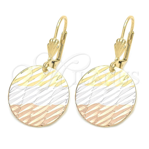 Arete Colgante 5.103.013 Oro Laminado, Diamantado, Tres Tonos