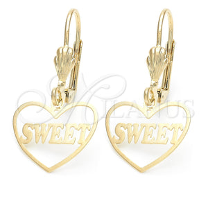 Arete Colgante 5.110.013 Oro Laminado, Diseño de Corazón, Pulido, Tono Dorado