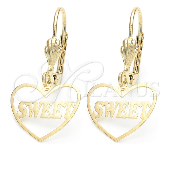 Arete Colgante 5.110.013 Oro Laminado, Diseño de Corazón, Pulido, Tono Dorado