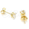 Arete Dormilona 5.128.025 Oro Laminado, con Blanca Zirconia Cubica, Pulido, Tono Dorado
