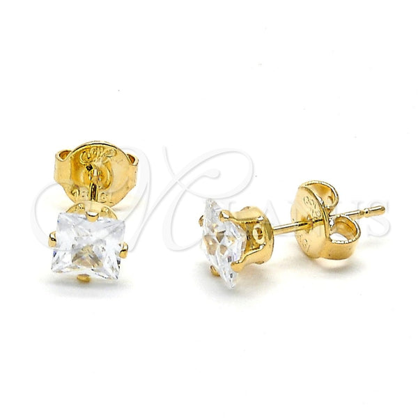 Arete Dormilona 5.128.025 Oro Laminado, con Blanca Zirconia Cubica, Pulido, Tono Dorado