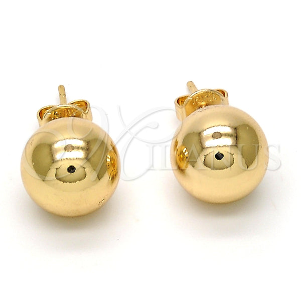 Arete Dormilona 5.128.014 Oro Laminado, Diseño de Bola y Hueco, Pulido, Tono Dorado