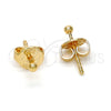 Arete Dormilona 5.128.006 Oro Laminado, Diseño de Bola, Pulido, Tono Dorado