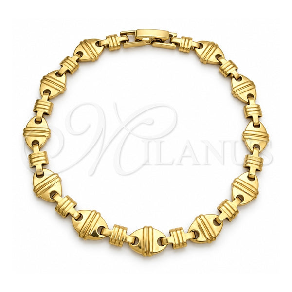 Pulsera Solida 03.63.1427 Oro Laminado, Pulido, Tono Dorado (Grosor 07 MM, 8 Pulgadas de Largo)