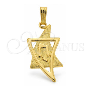 Dije Elegante 05.16.0144 Oro Laminado, Diseño de Bufalo y Judaica, Diamantado, Tono Dorado