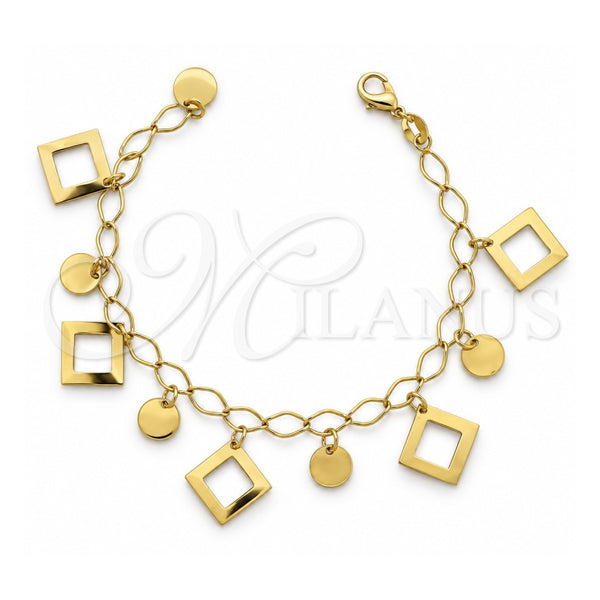 Pulsera de Dije 030.008.07 Oro Laminado, Pulido, Tono Dorado (03 MM Thickness, 7 Inches Length)