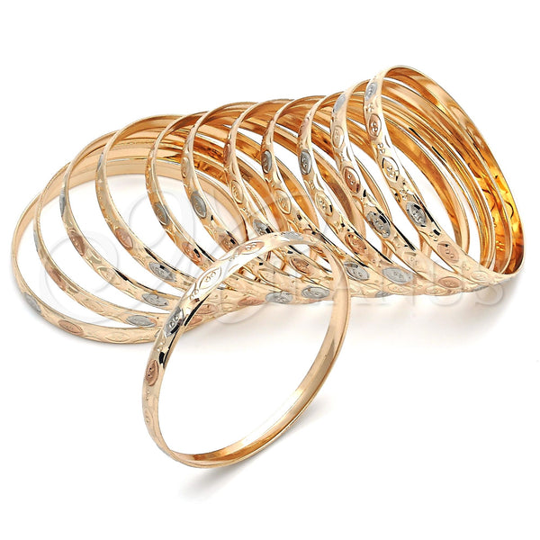 Docena de Aros 5.264.002.05 Chapa de Oro, Diamantado, Tres Tonos (06 MM Thickness, Size 5 (2.50 Diameter))