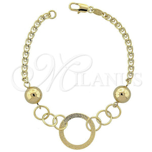 Pulsera Elegante 5.005.002 Oro Laminado, Diseño de Bola, Pulido, Tono Dorado (100 Gauge, 8 Inches Length)