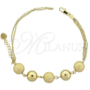 Pulsera Elegante 5.005.013 Oro Laminado, Diseño de Bola, Mate, Tono Dorado (12 MM Thickness, 8 Inches Length)