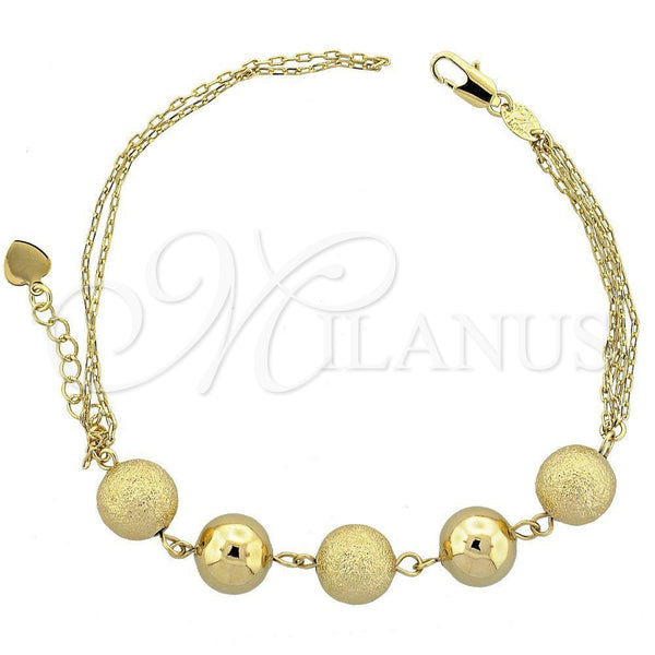 Pulsera Elegante 5.005.013 Oro Laminado, Diseño de Bola, Mate, Tono Dorado (12 MM Thickness, 8 Inches Length)