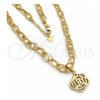 Collar y Pulsera 5.006.002 Oro Laminado, Diseño de Flor, con Cristal Blanca, Pulido, Tono Dorado