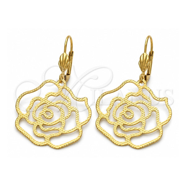 Arete Colgante 5.017.003 Oro Laminado, Diseño de Flor, Pulido, Tono Dorado