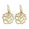 Arete Colgante 5.017.004 Oro Laminado, Diseño de Flor, Pulido, Tono Dorado