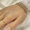 Pulsera Elegante 5.019.009 Oro Laminado, con Zirconia Cubica Blanca, Pulido, Tono Dorado (Grosor 08 MM, 7 Pulgadas de Largo)