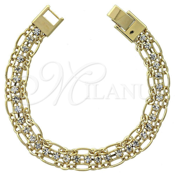 Pulsera Elegante 5.020.003 Oro Laminado, con Zirconia Cubica Blanca, Pulido, Tono Dorado (Calibre 0.35, Grosor 08 MM, 7 Pulgadas de Largo)