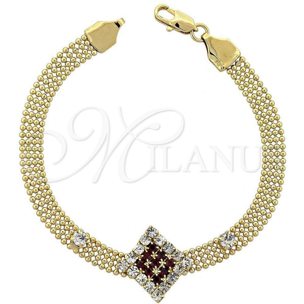 Pulsera Elegante 5.022.007 Oro Laminado, con Blanca Zirconia Cubica, Pulido, Tono Dorado (10 MM Thickness, 8 Inches Length)
