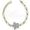 Pulsera Elegante 5.028.001 Oro Laminado, Diseño de Flor, con Blanca Zirconia Cubica, Pulido, Tono Dorado (22 MM Thickness, 7 Inches Length)