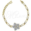 Pulsera Elegante 5.028.001 Oro Laminado, Diseño de Flor, con Blanca Zirconia Cubica, Pulido, Tono Dorado (22 MM Thickness, 7 Inches Length)