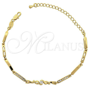 Pulsera Elegante 5.030.007 Oro Laminado, con Blanca Zirconia Cubica, Pulido, Tono Dorado (05 MM Thickness, 7 Inches Length)