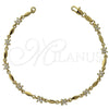 Pulsera Elegante 5.030.010 Oro Laminado, Diseño de Flor y Oja, con Blanca Zirconia Cubica, Pulido, Tono Dorado (05 MM Thickness, 7 Inches Length)