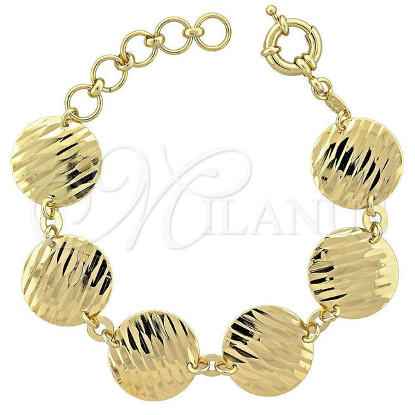 Pulsera Elegante 5.033.009 Oro Laminado, Diamantado, Tono Dorado (20 MM Thickness, 8 Inches Length)