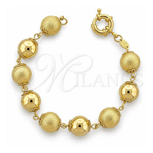 Pulsera Elegante 5.036.001 Oro Laminado, Diseño de Bola, Mate, Tono Dorado (Grosor 12 MM, 7 Pulgadas de Largo)
