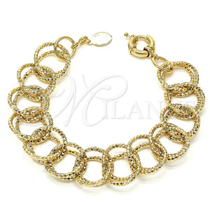 Pulsera Elegante 5.036.004 Oro Laminado, Diseño de Torcido y Duplo, Diamantado, Tono Dorado (03 MM Thickness, 8 Inches Length)