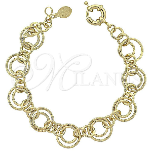 Pulsera Elegante 5.036.005 Oro Laminado, Diamantado, Tono Dorado (15 MM Thickness, 8 Inches Length)