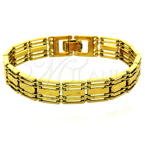 Pulsera Solida 5.019.007.1 Oro Laminado, Diamantado, Tono Dorado (Grosor 11 MM, 8 Pulgadas de Largo)