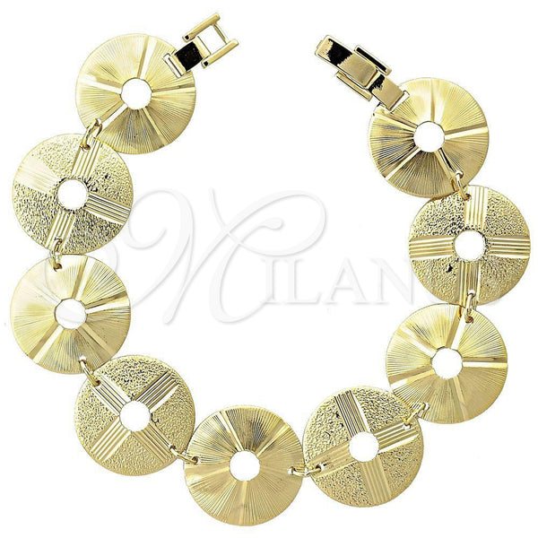 Pulsera Elegante 5.018.008.2 Oro Laminado, Diamantado, Tono Dorado (15 MM Thickness, 7 Inches Length)