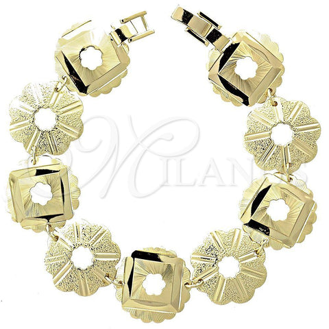 Pulsera Elegante 5.018.002.3 Oro Laminado, Diseño de Flor, Mate, Tono Dorado (15 MM Thickness, 8 Inches Length)