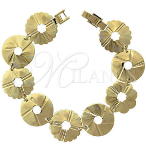 Pulsera Elegante 5.018.002.2 Oro Laminado, Diseño de Flor, Diamantado, Tono Dorado (15 MM Thickness, 8 Inches Length)