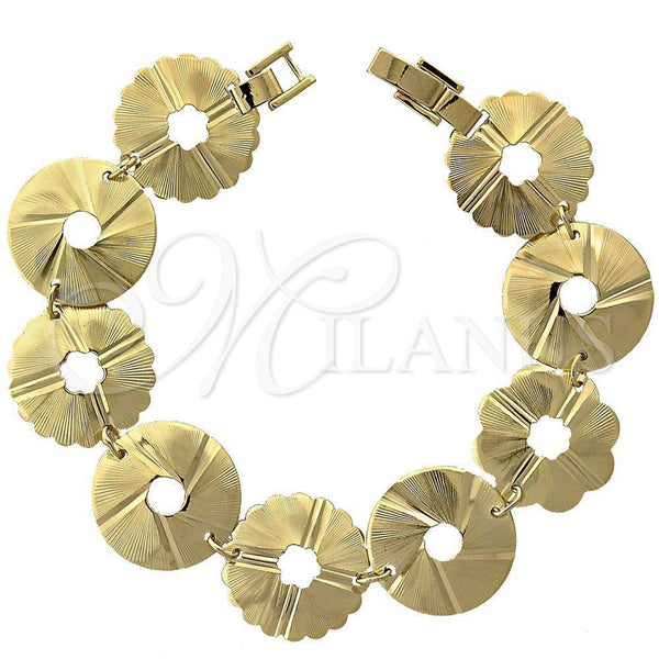 Pulsera Elegante 5.018.002.2 Oro Laminado, Diseño de Flor, Diamantado, Tono Dorado (15 MM Thickness, 8 Inches Length)