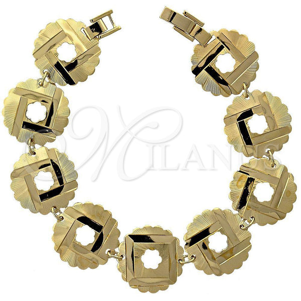 Pulsera Elegante 5.018.002.1 Oro Laminado, Diseño de Flor, Diamantado, Tono Dorado (15 MM Thickness, 8 Inches Length)