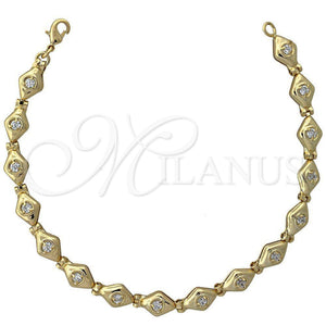 Pulsera Elegante 5.026.014.1 Oro Laminado, con Blanca Zirconia Cubica, Pulido, Tono Dorado (05 MM Thickness, 7 Inches Length)