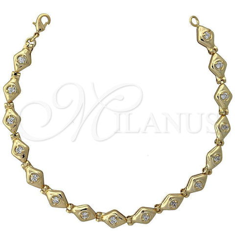 Pulsera Elegante 5.026.014.1 Oro Laminado, con Blanca Zirconia Cubica, Pulido, Tono Dorado (05 MM Thickness, 7 Inches Length)