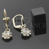 Arete Colgante 5.125.017 Oro Laminado, Diseño de Flor, con Blanca Zirconia Cubica, Pulido, Tono Dorado