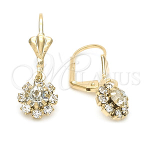 Arete Colgante 5.125.017 Oro Laminado, Diseño de Flor, con Blanca Zirconia Cubica, Pulido, Tono Dorado