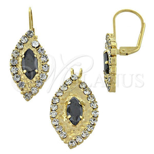 Juego de Arete y Dije de Adulto 5.057.005 Oro Laminado, con Blanca Zirconia Cubica, Pulido, Tono Dorado