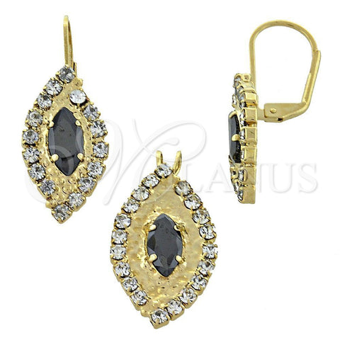 Juego de Arete y Dije de Adulto 5.057.005 Oro Laminado, con Blanca Zirconia Cubica, Pulido, Tono Dorado