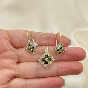 Juego de Arete y Dije de Adulto 5.056.005 Oro Laminado, con Blanca Zirconia Cubica, Pulido, Tono Dorado