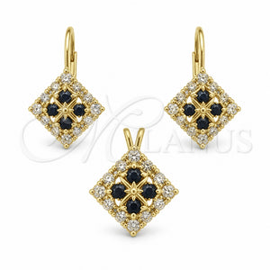 Juego de Arete y Dije de Adulto 5.056.005 Oro Laminado, con Blanca Zirconia Cubica, Pulido, Tono Dorado