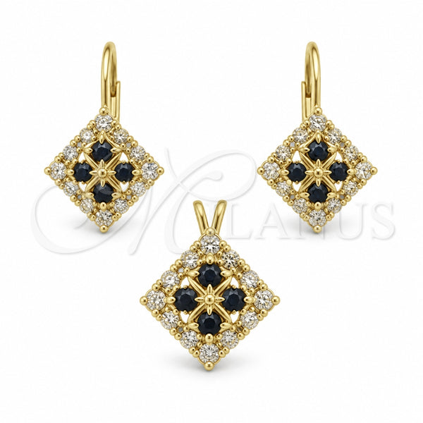 Juego de Arete y Dije de Adulto 5.056.005 Oro Laminado, con Blanca Zirconia Cubica, Pulido, Tono Dorado
